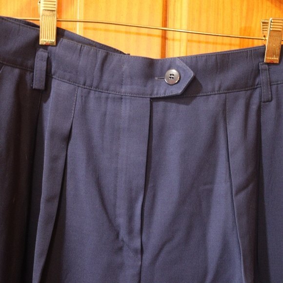 Escada Margaretna Ley Vintage Germany Blue High Waist Trouser Slacks Pants 42 - Picture 4 of 12